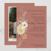 BOHO Wasserfarben Blumenkorb Pampas Grass Fall Ele Einladung (Vorne/Hinten)