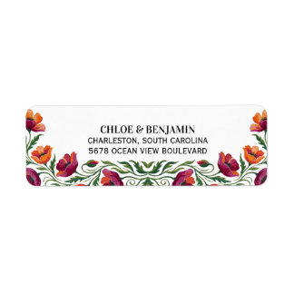 Boho-Wasserfarben-Mohn-Blumen-Hochzeits-Rücksendea