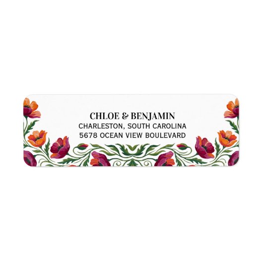 Boho-Wasserfarben-Mohn-Blumen-Hochzeits-Rücksendea (Vorne)