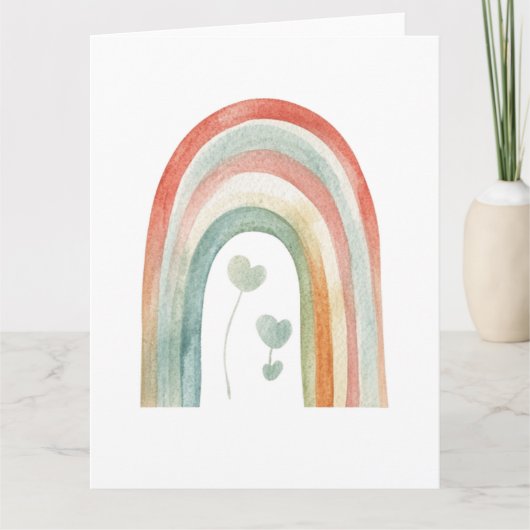 Boho-Wasserfarben-Regenbogen Karte (Vorderseite)