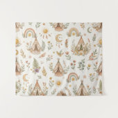 Boho-Wasserfarben-Regenbogen-Kinderzimmer-Wandtepp Wandteppich (Vorderseite (Horizontal))