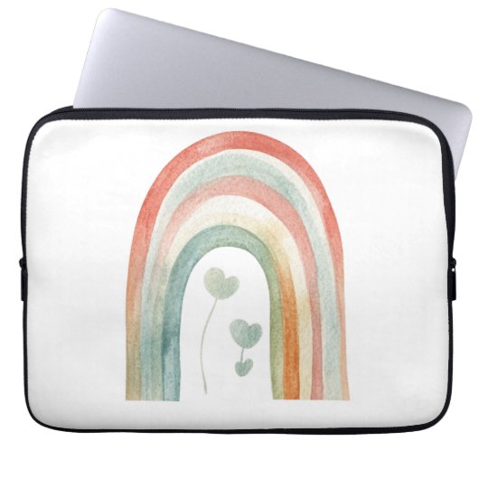 Boho-Wasserfarben-Regenbogen Laptopschutzhülle (Vorderseite)