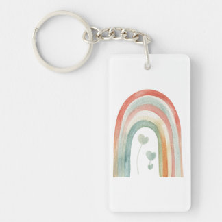 Boho-Wasserfarben-Regenbogen Schlüsselanhänger