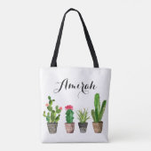 Boho Wasserfarben-Sukkulationen Personalisiert Tot Tasche (Rückseite)
