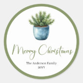 Boho-Wasserfarben-Weihnachtskranz-Aufkleber Runder Aufkleber (Vorderseite)
