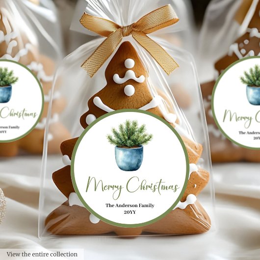 Boho-Wasserfarben-Weihnachtskranz-Aufkleber Runder Aufkleber