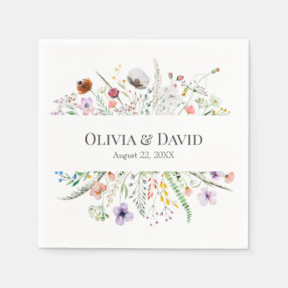 Boho-Wasserfarben-Wiesenhochzeit-Servietten Serviette