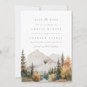 Boho Wasserfarbenberge Hochzeit rettet das Datum Einladung (Vorderseite)