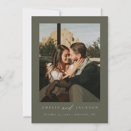 Boho Wasserfarbenberge Hochzeit rettet das Datum Einladung (Rückseite)