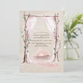 Boho Wasserfarbener Blumenbogen und Sonnenuntergan Einladung (Stehend Vorderseite)