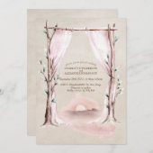 Boho Wasserfarbener Blumenbogen und Sonnenuntergan Einladung (Vorne/Hinten)