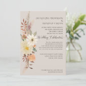 BOHO Wasserfarbenfall Blumenkorngras Elegant Einladung (Stehend Vorderseite)