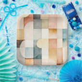 Boho Watercolor Abstrakt Art Pappteller (Party)