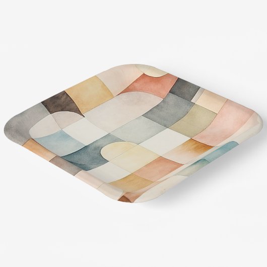 Boho Watercolor Abstrakt Art Pappteller (Gewinkelt)