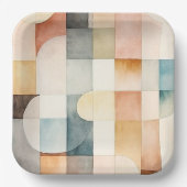 Boho Watercolor Abstrakt Art Pappteller (Vorderseite)