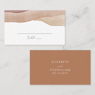 Boho Watercolor Abstrakt Caramel Mocha Wedding Platzkarte