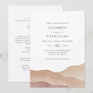 Boho Watercolor Abstrakt Front- und Back-Hochzei Einladung