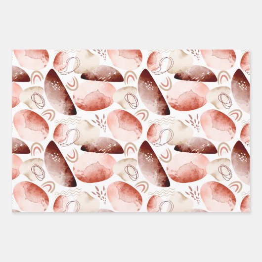 Boho Watercolor Abstrakt Geschenkpapier Set (Vorderseite 3)