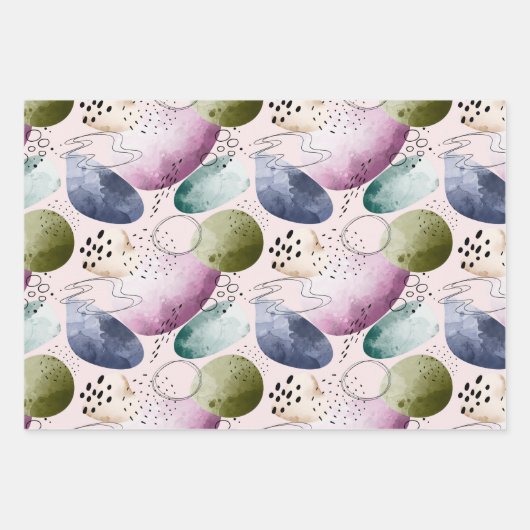 Boho Watercolor Abstrakt Geschenkpapier Set (Vorderseite 2)