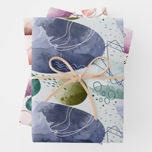 Boho Watercolor Abstrakt Geschenkpapier Set (Beispiel)