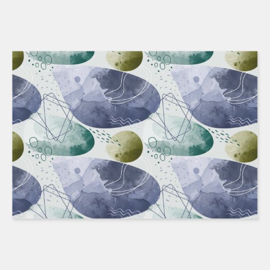 Boho Watercolor Abstrakt Geschenkpapier Set (Vorderseite)