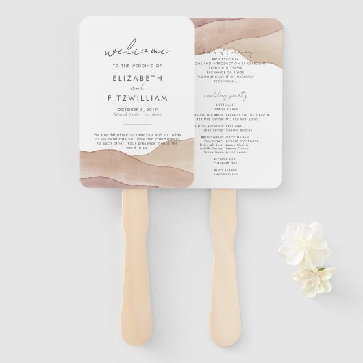 Boho Watercolor Abstrakt | Hochzeitsprogramm Fächer (Vorne und Hinten)