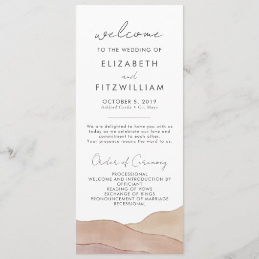 Boho Watercolor Abstrakt | Rust Maple Wedding Programm (Vorderseite)