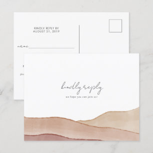 Boho Watercolor Abstrakt Wedding RSVP Postkarte