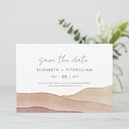 Boho Watercolor Abstrakt Wedding Save The Date (Stehend Vorderseite)