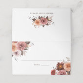Boho Watercolor Autumn Floral Bouquet Wedding Platzkarte (Außenseite Aufgefaltet)
