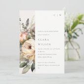 Boho Watercolor Autumn Floral Bunch Brautparty Einladung (Stehend Vorderseite)