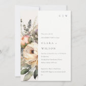 Boho Watercolor Autumn Floral Bunch Verlobung Einladung (Vorderseite)