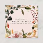 Boho Watercolor Autumn Florals Quadratische Visitenkarte (Vorderseite)