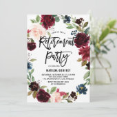 Boho Watercolor Autumn Wreath Retirement Party Einladung (Stehend Vorderseite)