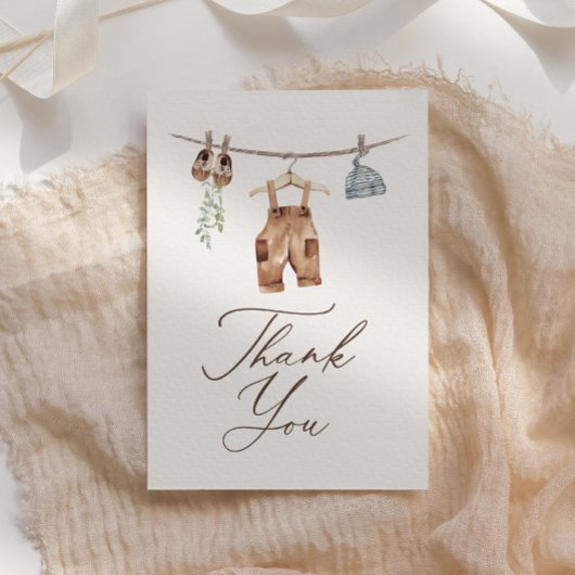 Boho Watercolor Baby Clothes Boy Babydusche Dankeskarte