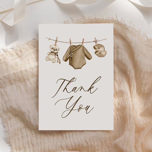 Boho Watercolor Baby Clothes Boy Babydusche Dankeskarte