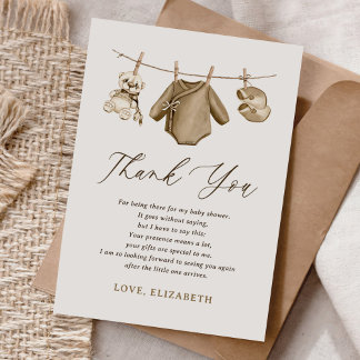 Boho Watercolor Baby Clothes Boy Babydusche Dankeskarte