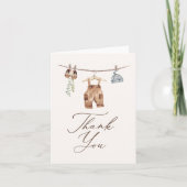 Boho Watercolor Baby Clothes Boy Babydusche Dankeskarte (Vorderseite)