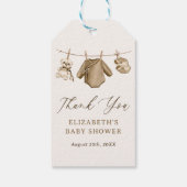 Boho Watercolor Baby Clothes Boy Babydusche Geschenkanhänger (Rückseite)