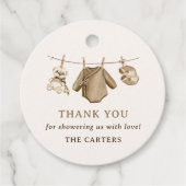 Boho Watercolor Baby Clothes Boy Babydusche Geschenkanhänger (Vorderseite)