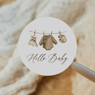 Boho Watercolor Baby Clothes Boy Babydusche Runder Aufkleber