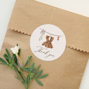 Boho Watercolor Baby Clothes Girl Babydusche Runder Aufkleber