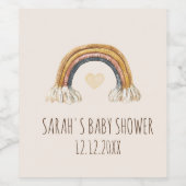Boho Watercolor Baby Dusche Weinetikett (Einzelnes Label)