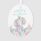 Boho Watercolor Baby Elephant Christmas Foto Ornament (Vorderseite)