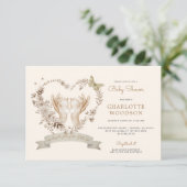 Boho Watercolor Baby Shower Baby Feet Einladung (Stehend Vorderseite)