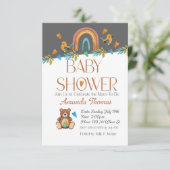 BOHO Watercolor Babydusche Einladung (Stehend Vorderseite)