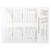 Boho Watercolor Babysitter Info Sheet Notizblock (Vorderseite)