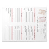 Boho Watercolor Babysitter Info Sheet Notizblock (Vorderseite)