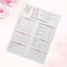 Boho Watercolor Babysitter Info Sheet