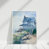 Boho Watercolor Beach House Art Poster